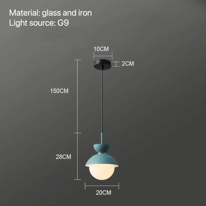 Modern pastel matte ceramic glass ball pendant lamp kitchen light