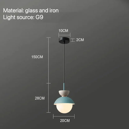 Modern pastel matte ceramic glass ball pendant lamp kitchen light