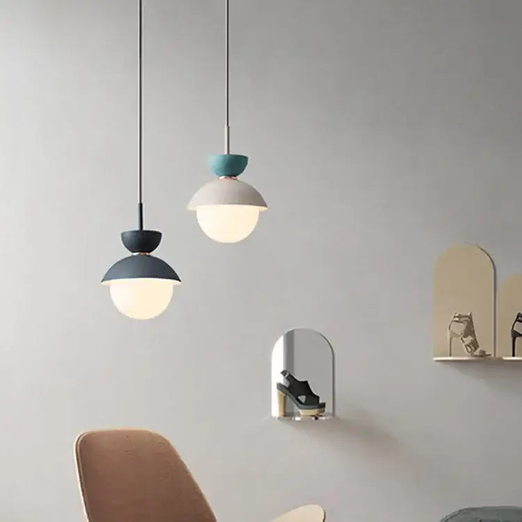 Modern pastel matte ceramic glass ball pendant lamp kitchen light