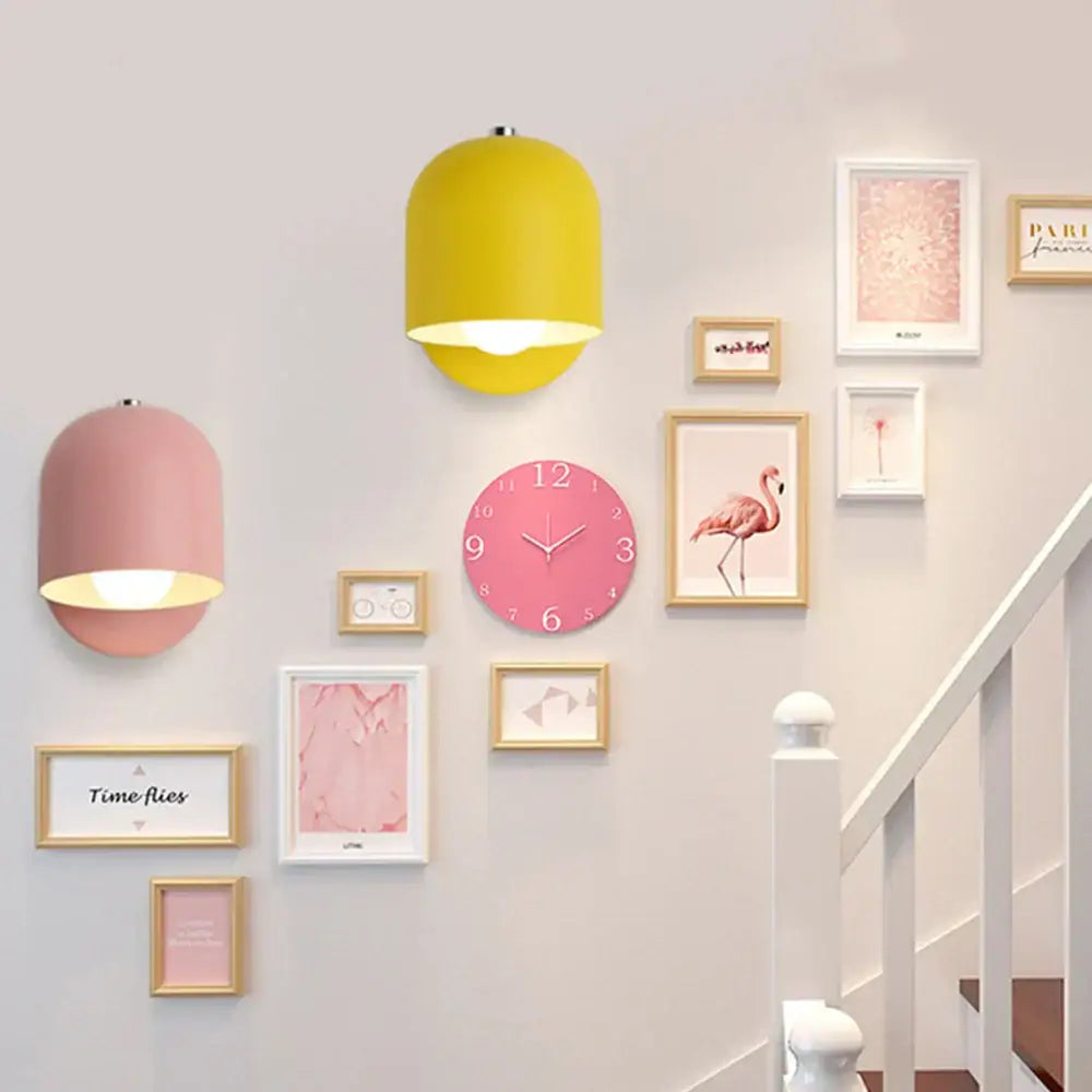 Modern pastel matte iron wall light fixture set for bedroom