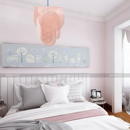 Modern pastel mesh fishing net pendant light kids room