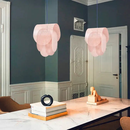 Modern pastel mesh fishing net pendant light kids room