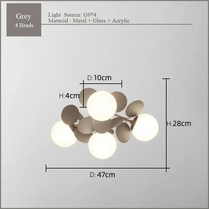 Modern pastel spherical frost glass ceiling chandelier bedroom light