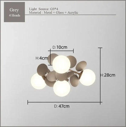 Modern pastel spherical frost glass ceiling chandelier bedroom light