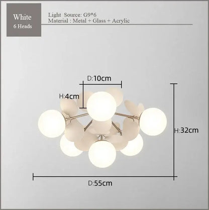 Modern pastel spherical frost glass ceiling chandelier bedroom light