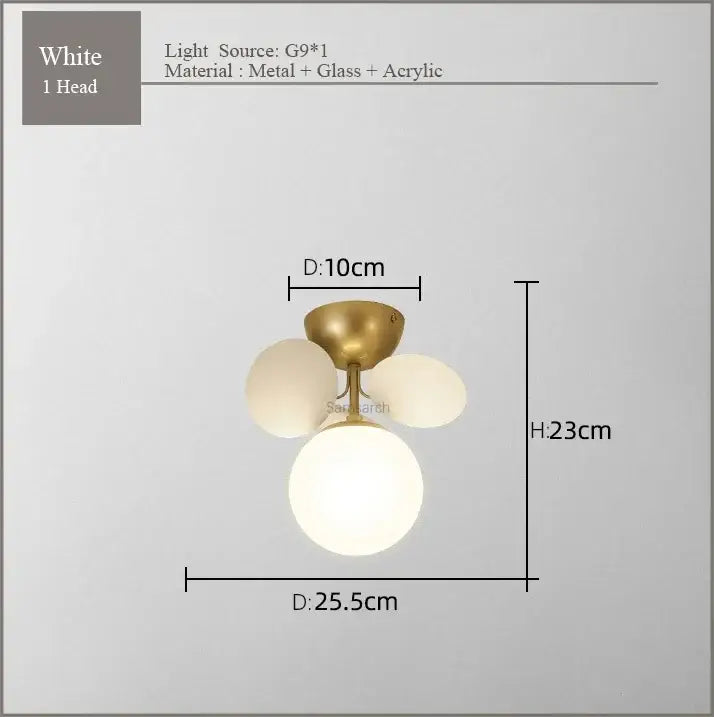 Modern pastel spherical frost glass ceiling chandelier bedroom light