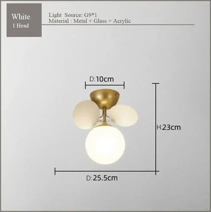 Modern pastel spherical frost glass ceiling chandelier bedroom light