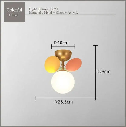 Modern pastel spherical frost glass ceiling chandelier bedroom light