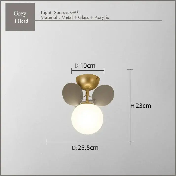 Modern pastel spherical frost glass ceiling chandelier bedroom light