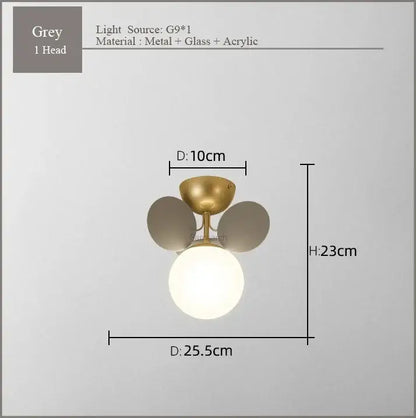 Modern pastel spherical frost glass ceiling chandelier bedroom light