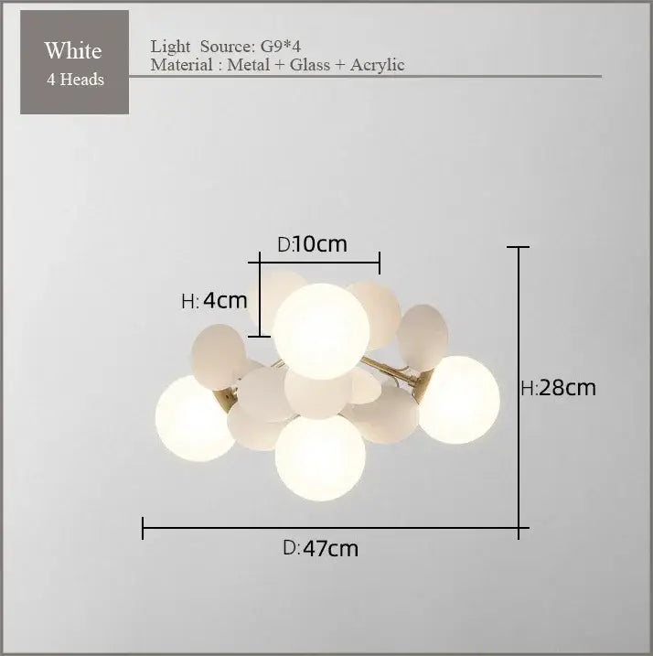 Modern pastel spherical frost glass ceiling chandelier bedroom light
