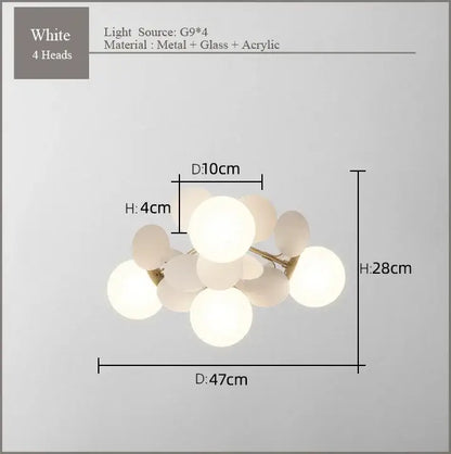 Modern pastel spherical frost glass ceiling chandelier bedroom light