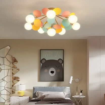 Modern pastel spherical frost glass ceiling chandelier bedroom light
