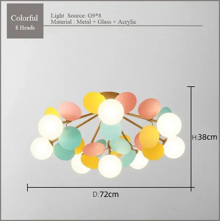 Modern pastel spherical frost glass ceiling chandelier bedroom light