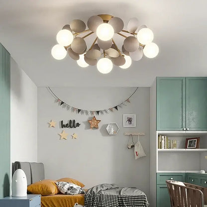 Modern pastel spherical frost glass ceiling chandelier bedroom light