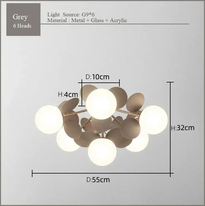 Modern pastel spherical frost glass ceiling chandelier bedroom light