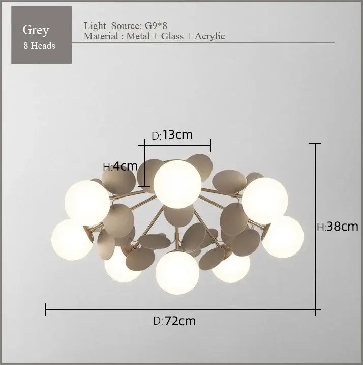 Modern pastel spherical frost glass ceiling chandelier bedroom light