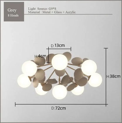 Modern pastel spherical frost glass ceiling chandelier bedroom light