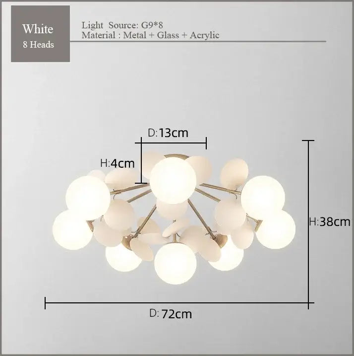 Modern pastel spherical frost glass ceiling chandelier bedroom light