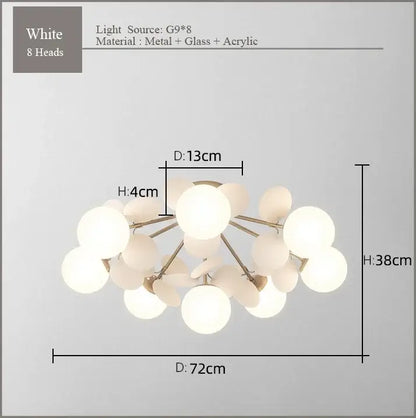 Modern pastel spherical frost glass ceiling chandelier bedroom light