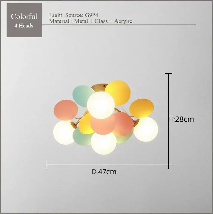 Modern pastel spherical frost glass ceiling chandelier bedroom light