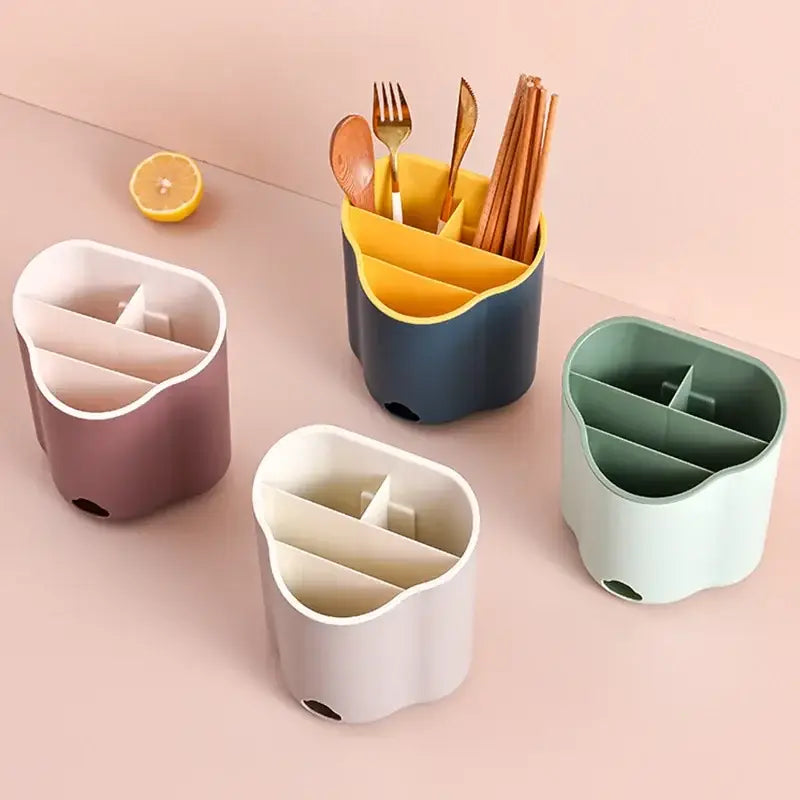 Modern pastel wavy double layer cutlery holder kitchen organizer