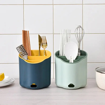 Modern pastel wavy double layer cutlery holder kitchen organizer