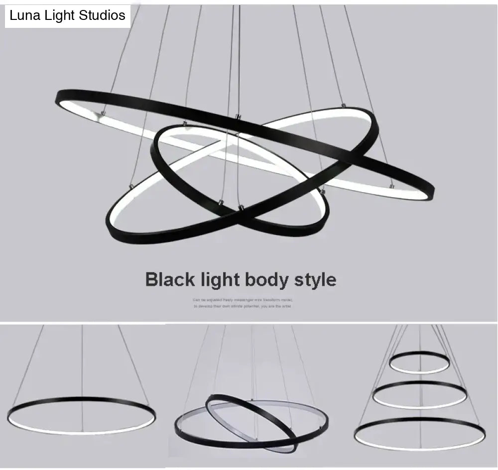 DecorBites™ Modern Pendant Lights 4/3/2/1 Circle Rings Acrylic Aluminum LED Pendant Lamp for Living Room Dining Room