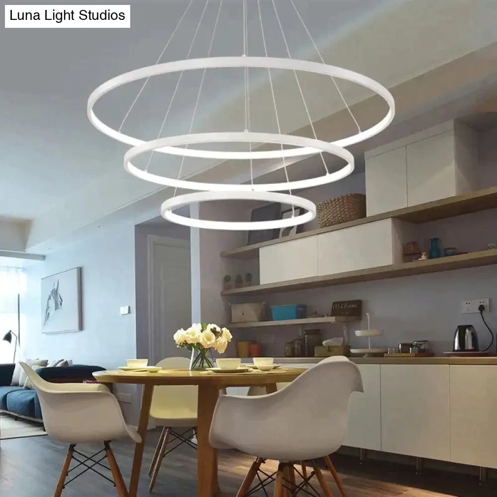 DecorBites™ Modern Pendant Lights 4/3/2/1 Circle Rings Acrylic Aluminum LED Pendant Lamp for Living Room Dining Room