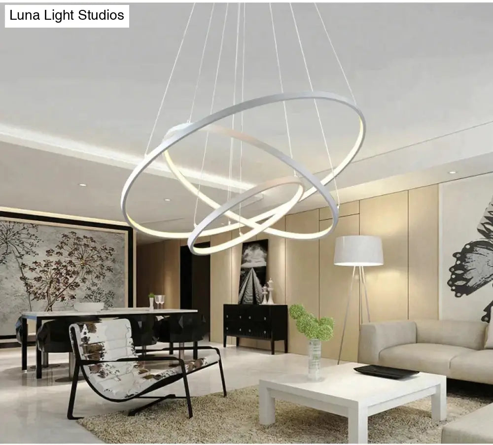 DecorBites™ Modern Pendant Lights 4/3/2/1 Circle Rings Acrylic Aluminum LED Pendant Lamp for Living Room Dining Room