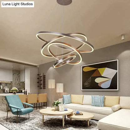 DecorBites™ Modern Pendant Lights 4/3/2/1 Circle Rings Acrylic Aluminum LED Pendant Lamp for Living Room Dining Room