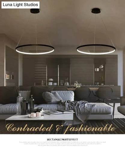 DecorBites™ Modern Pendant Lights 4/3/2/1 Circle Rings Acrylic Aluminum LED Pendant Lamp for Living Room Dining Room