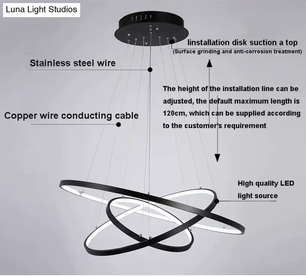 DecorBites™ Modern Pendant Lights 4/3/2/1 Circle Rings Acrylic Aluminum LED Pendant Lamp for Living Room Dining Room