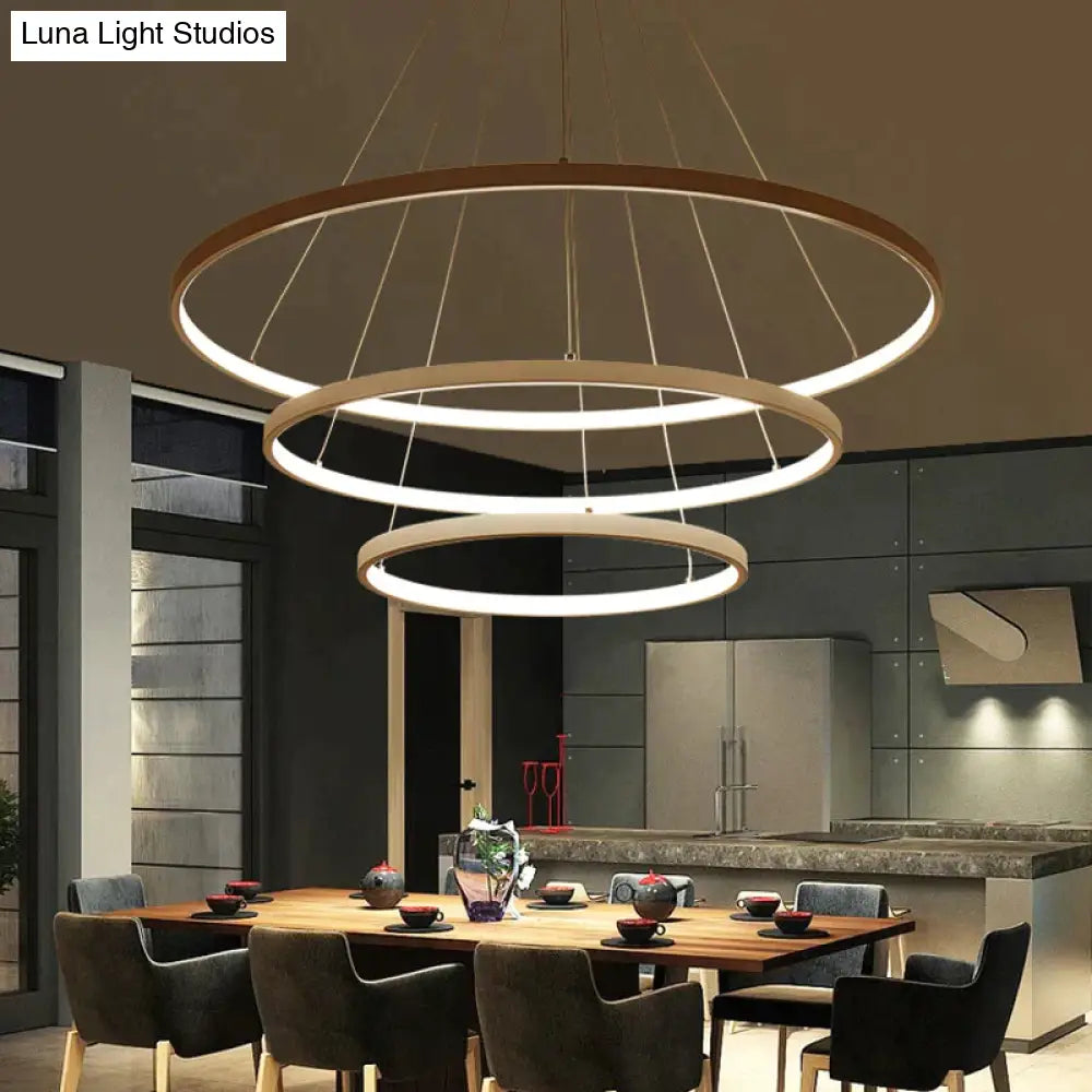 DecorBites™ Modern Pendant Lights 4/3/2/1 Circle Rings Acrylic Aluminum LED Pendant Lamp for Living Room Dining Room