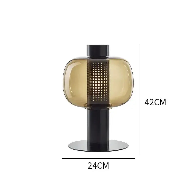 Modern perforated glass table lamp for bedroom and living room