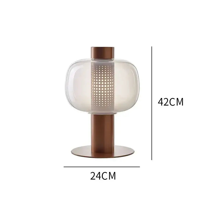 Modern perforated glass table lamp for bedroom and living room