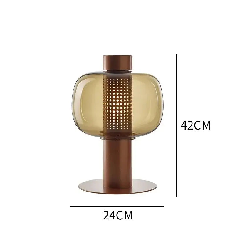Modern perforated glass table lamp for bedroom and living room