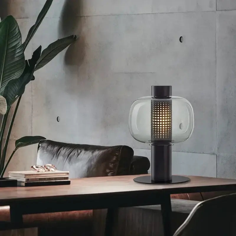 Modern perforated glass table lamp for bedroom and living room