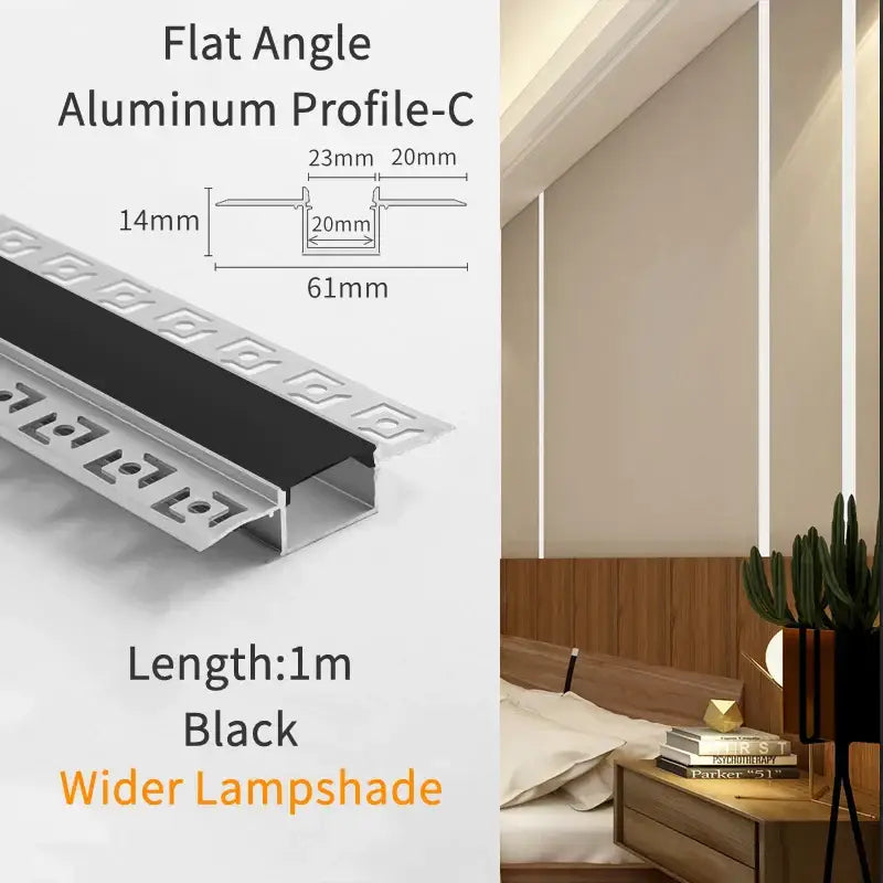 Modern perforated silver led aluminum profile living room light track