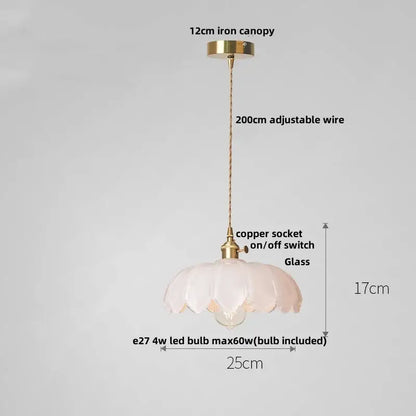 Modern petal amber glass led pendant lamp dining room brass cable