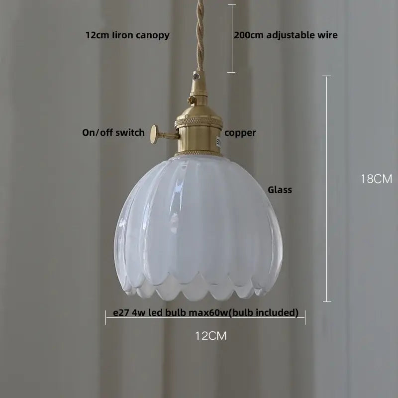 Modern petal amber glass led pendant lamp dining room brass cable