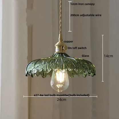 Modern petal amber glass led pendant lamp dining room brass cable