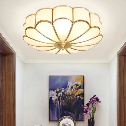 Modern petal brass ceiling lamp bedroom gold glass light