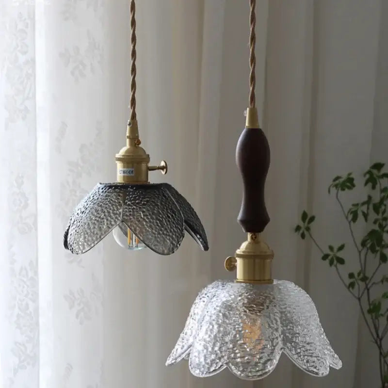 Modern petal clear glass led pendant lamp dining room brass hardware