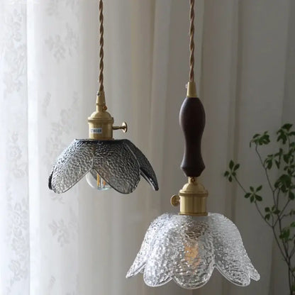 Modern petal clear glass led pendant lamp dining room brass hardware