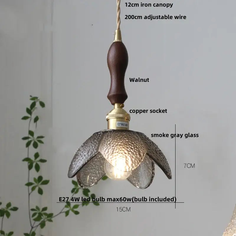 Modern petal clear glass led pendant lamp dining room brass hardware