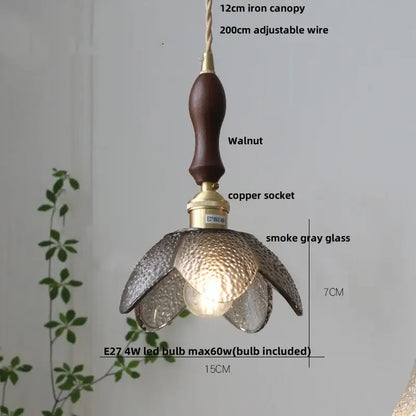Modern petal clear glass led pendant lamp dining room brass hardware