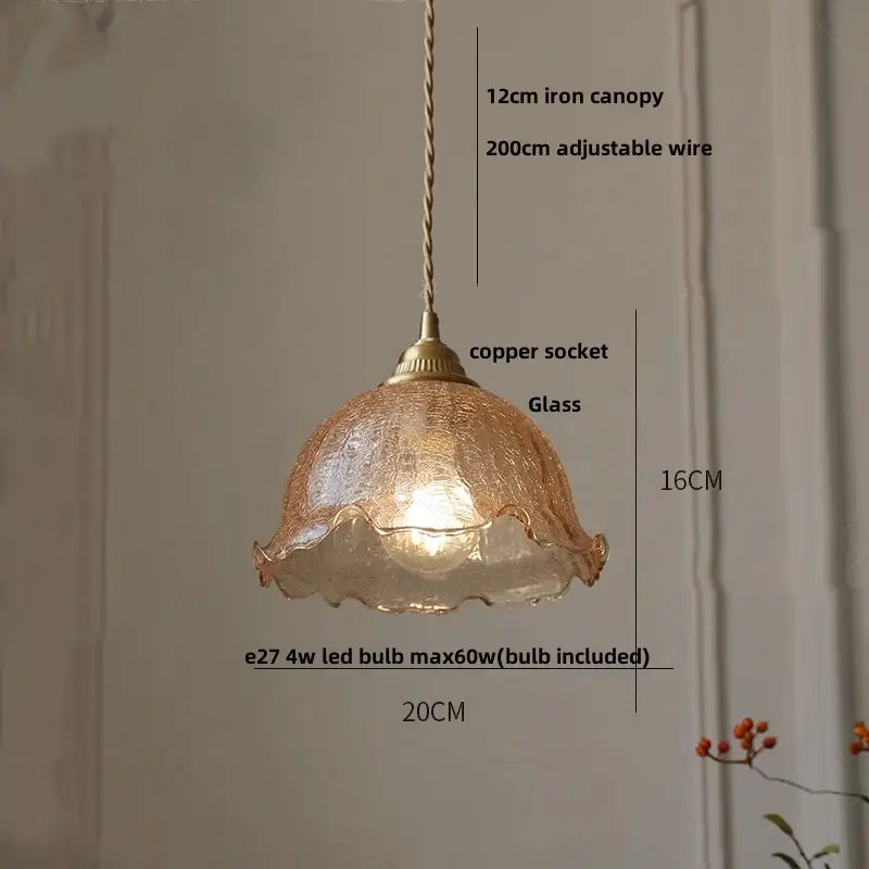 Modern petal clear glass led pendant lamp dining room brass hardware