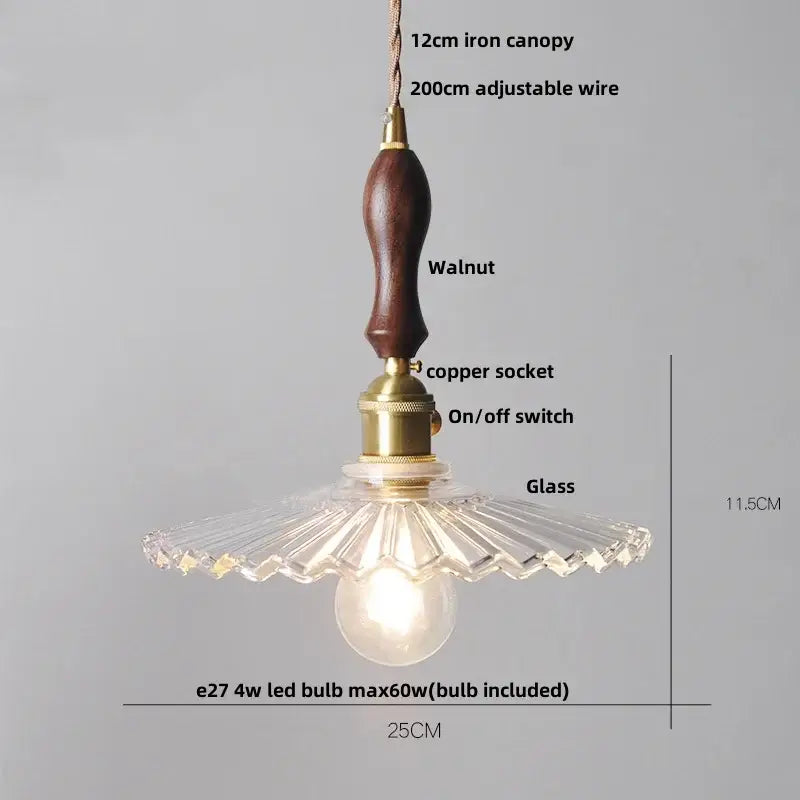 Modern petal clear glass led pendant lamp dining room brass hardware