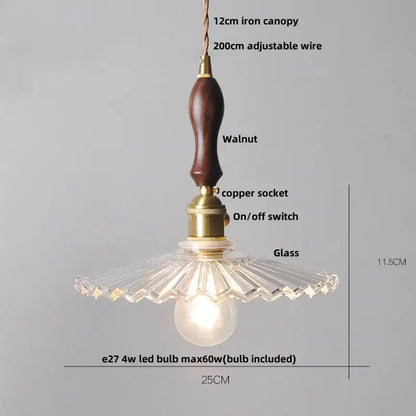 Modern petal clear glass led pendant lamp dining room brass hardware